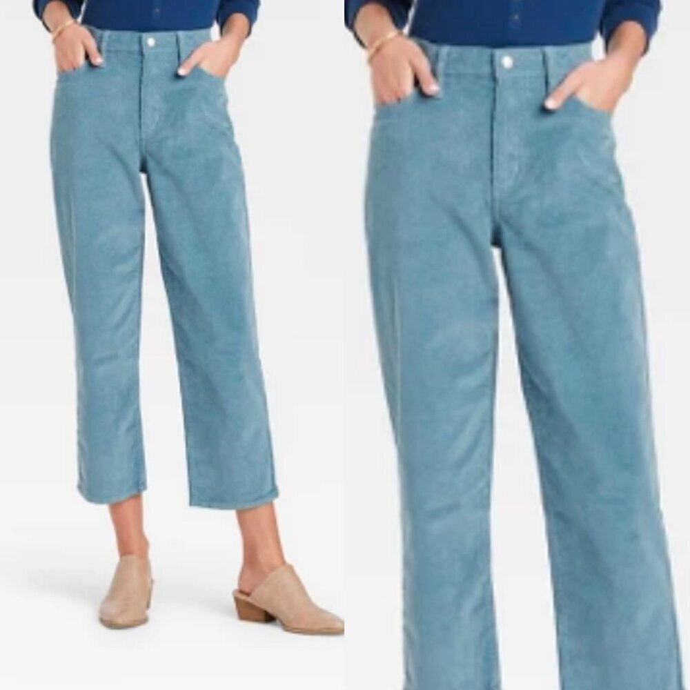 ☀️ Women's Super-High Rise Corduroy Straight Jeans Universal Thread Turquoise